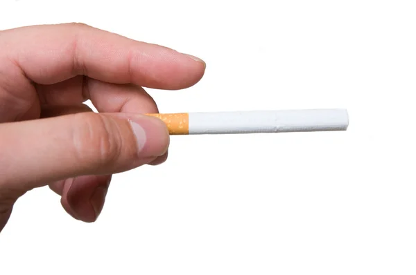 Vista de uma mão masculina segurando um cigarro — Fotografia de Stock