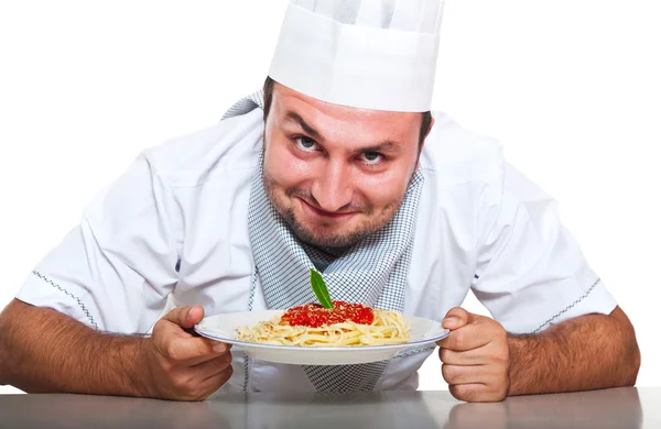 Portret van een glimlachende chef-kok — Stockfoto