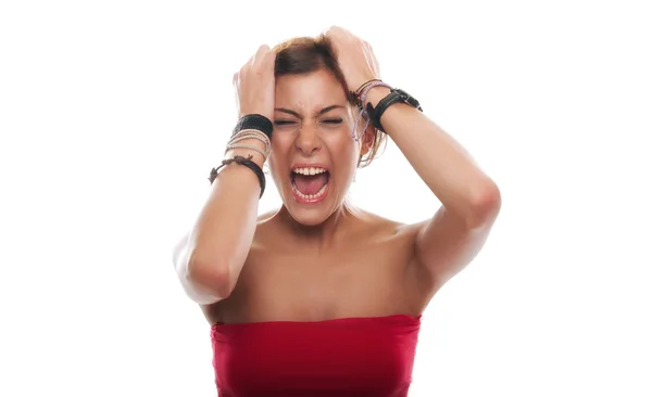 Retrato de una chica enojada gritando — Foto de Stock