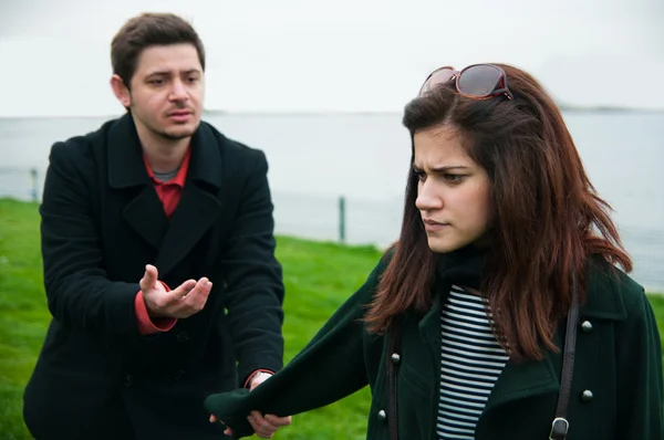 stock image Young couple facing relationship difficulties