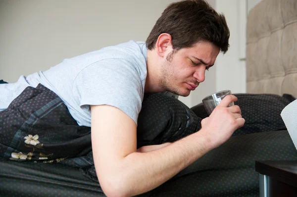 Portrait of a young male woken up in the morning — Stock Photo, Image