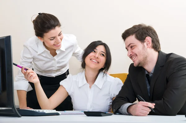 stock image Young group of business working at the office
