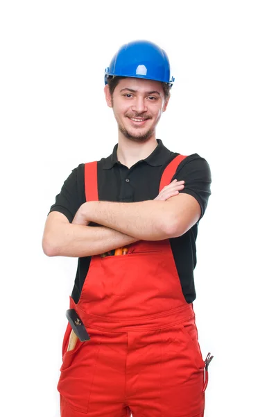 Portrét šťastného stavebního dělníka — Stock fotografie