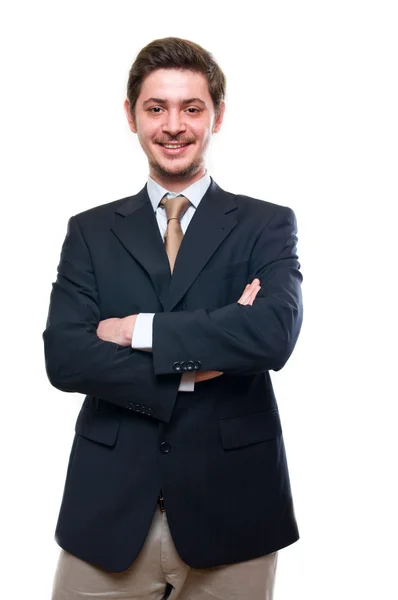 Gelukkig en succesvol zakenman glimlachen — Stockfoto