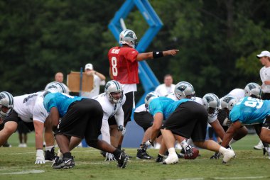 SPARTANBURG, SC - July 28: Carolina Panther football players during training camp July 28, 2008. clipart