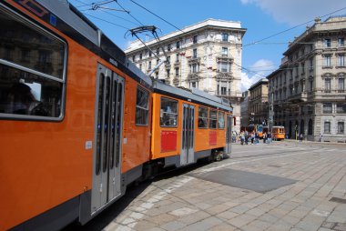 Tram (streetcar) in Milan clipart