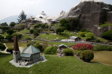 Miniature model in mini park clipart