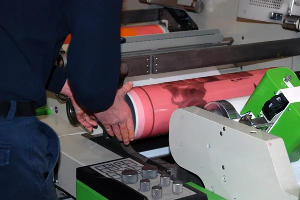 産業 printshop: フレキソ印刷を押す — ストック写真