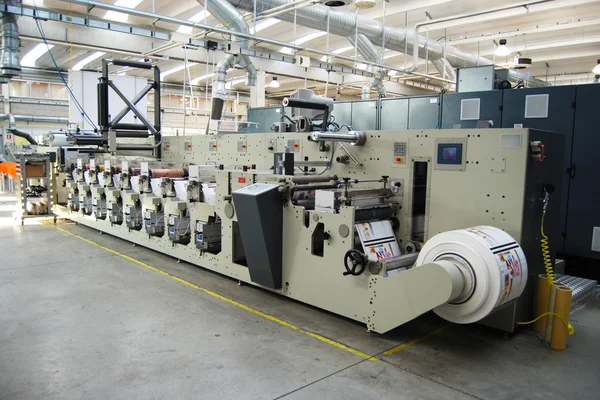 stock image Industrial printshop: Flexo press printing