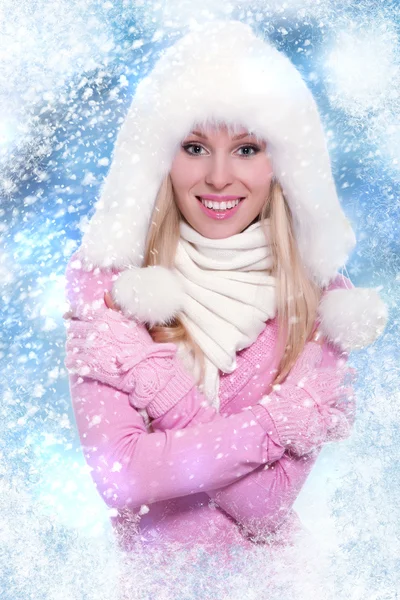 Winter christmas vrouw — Stockfoto
