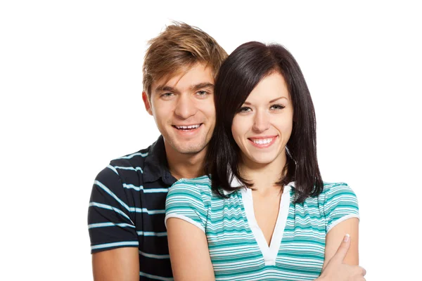 Mladý šťastný pár rád usmívá — Stock fotografie