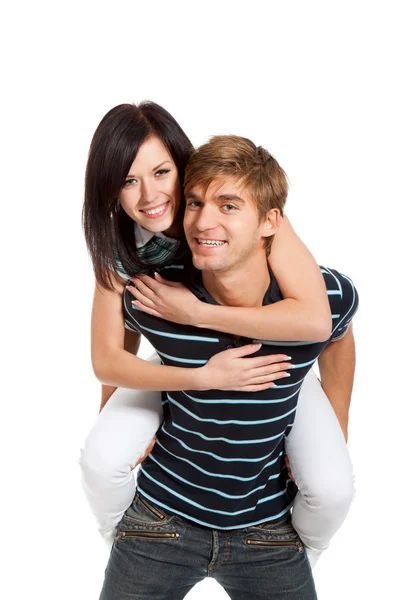 Jonge gelukkige paar hou van glimlachen — Stockfoto