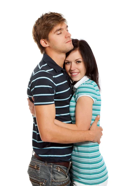 Młoda para szczęśliwa miłość uśmiechający się — Zdjęcie stockowe