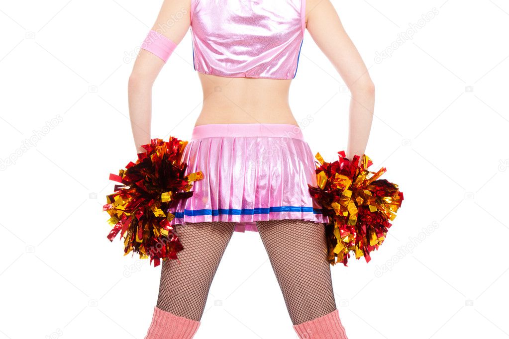 Cheerleader with pompoms