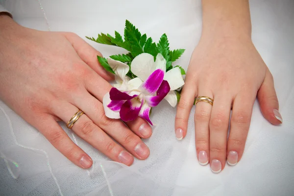 Mains d'un couple nouvellement marié — Photo