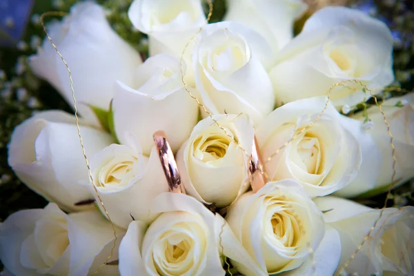 Anillos de boda en flores. —  Fotos de Stock