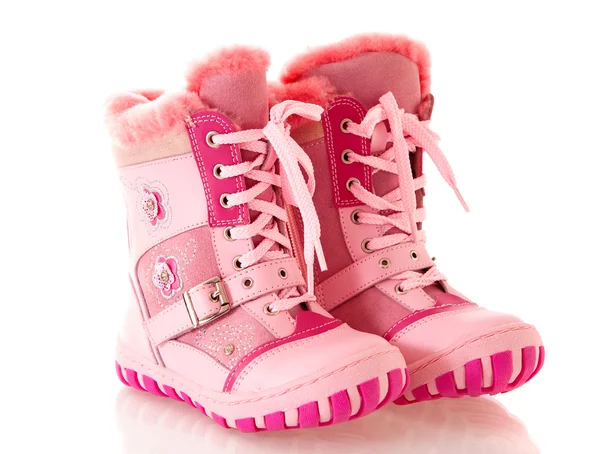 Kinder rosa Stiefel, isoliert. — Stockfoto