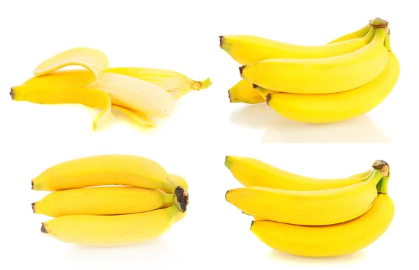 Set plátanos amarillos, aislados . — Foto de Stock