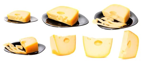 Ställ in ost, isolerade. — Stockfoto