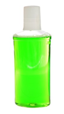 Yeşil su şişesiyle.