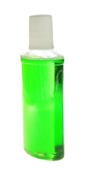Yeşil su şişesiyle. — Stok fotoğraf