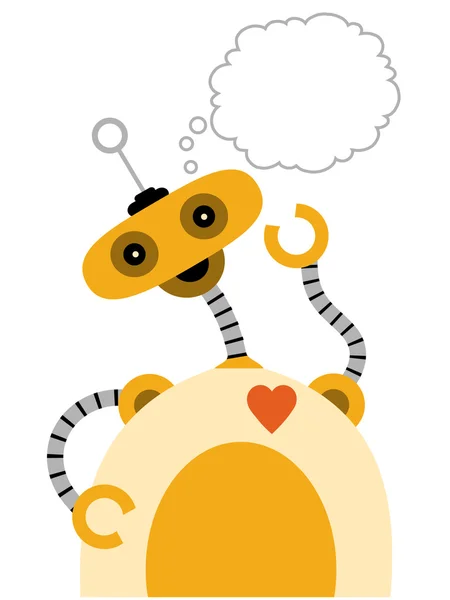 Robô Amarelo com Braços Jiggly Pensando — Vetor de Stock