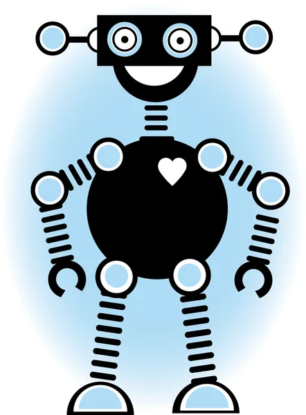 Roboter Silhouette Cartoon Umriss blau — Stockvektor