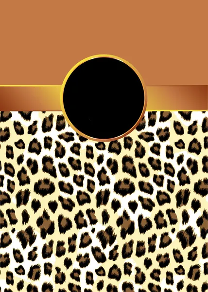 Estampado de leopardo dorado con cinta y roseta — Archivo Imágenes Vectoriales