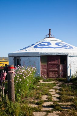 Yurt - Nomad's tent is the national dwelling of Inner Mongolia . clipart