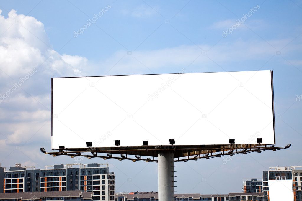 The billboard on the blue sky background.