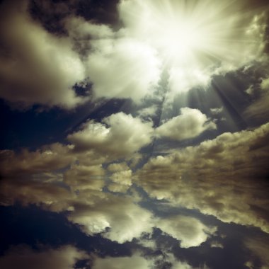 The background of the cloud and its reflection image in the water.. clipart