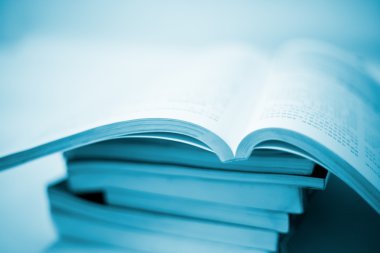 Beyaz arka plan üzerinde biriken kitap.