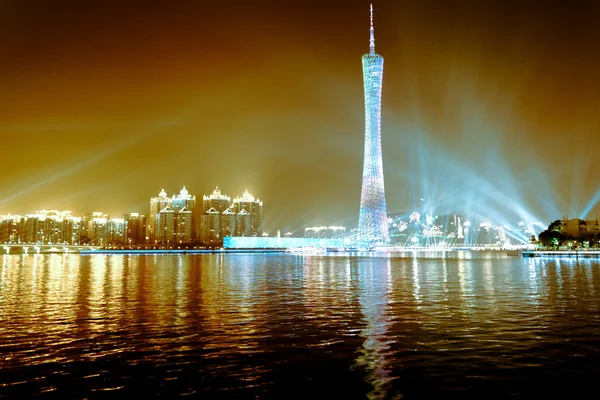 Skyline of city at night — Stock Photo, Image
