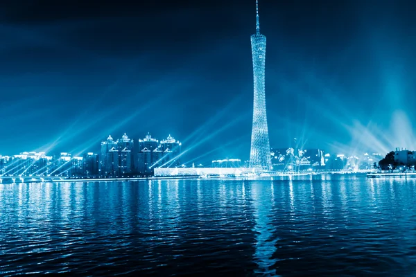 Panorama města v noci — Stock fotografie