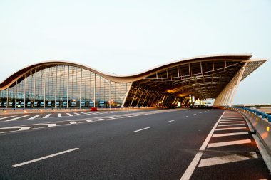 Night view of the airport clipart