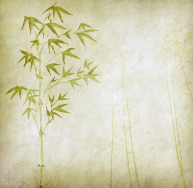 Design of chinese bamboo trees with texture of handmade paper clipart