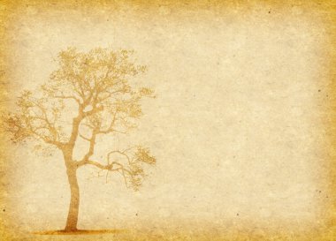 Tree with old grunge antique paper texture clipart