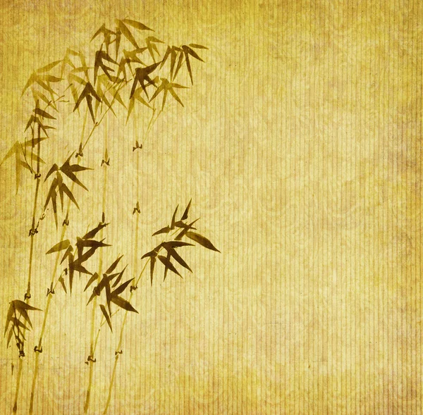 Projeto de árvores de bambu chinesas com textura de papel artesanal — Fotografia de Stock
