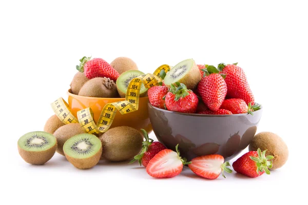 Strawberries and kiwi fruits — Stock Photo, Image