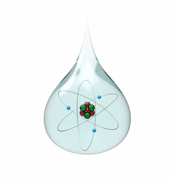 Gota de agua con átomo de litio — Foto de Stock