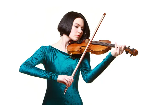 Dívka s housle na bílém pozadí Stock Snímky