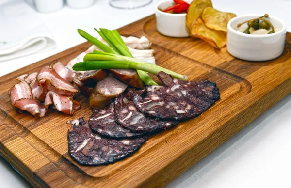 Krovyanka, bacon, smoked ham — Stock Photo, Image
