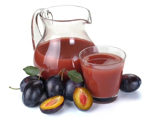 Plum juice and fruit — Stock Photo, Image