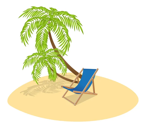 太阳躺椅和棕榈树 — 图库矢量图片