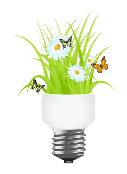 Light bulb with grass — Stock Vector