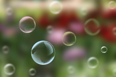 Soap bubbles in park clipart