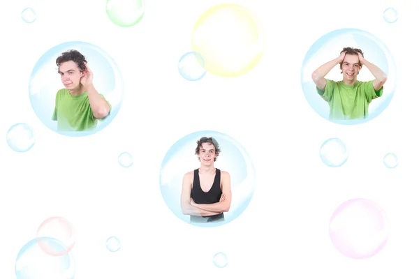 El chico y las burbujas de jabón —  Fotos de Stock