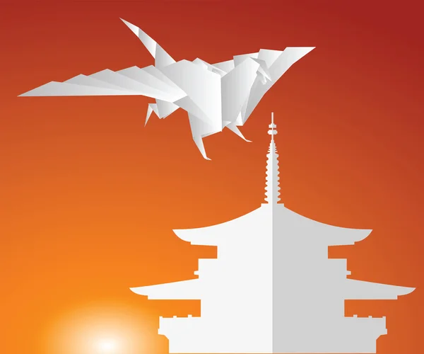 A paper dragon. Pagoda — Stock Vector