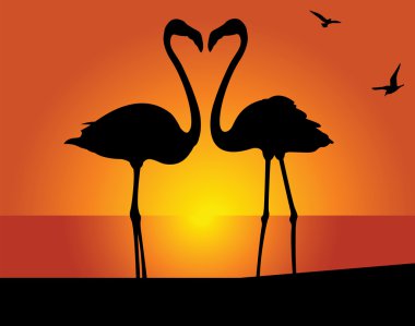 Flamingo. Kiss clipart