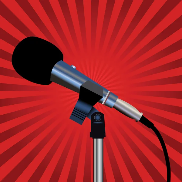 Microfono e raggi rossi — Vettoriale Stock